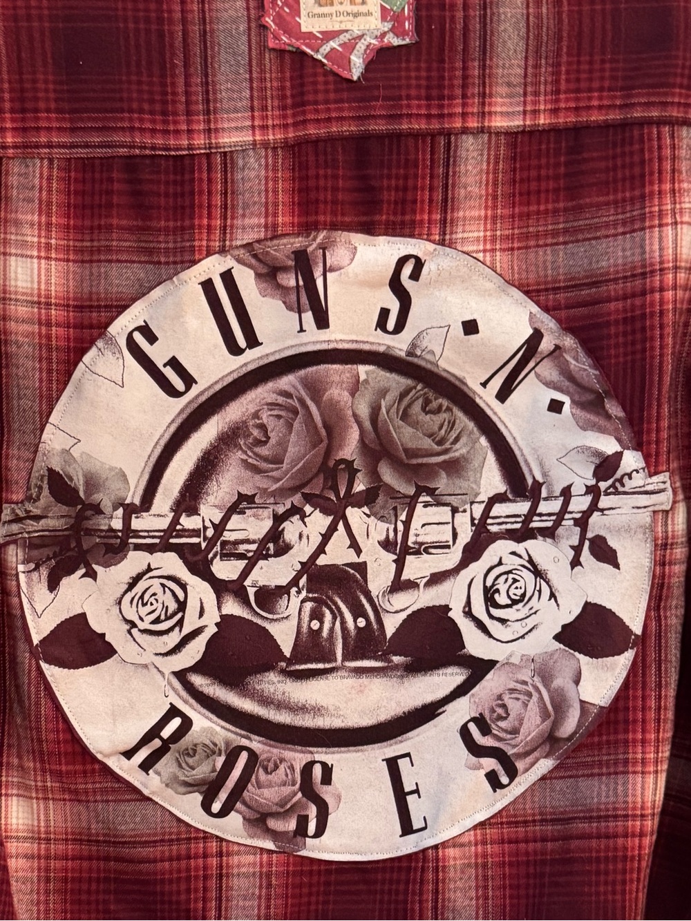 Guns N’ Roses Cropped Flannel Shirt Reworked Band Graphic OOAK - Picture 3 of 3